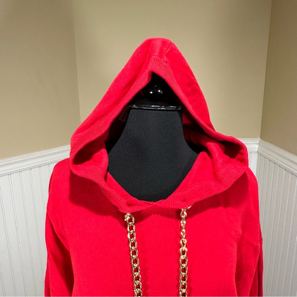 Michael Kors Red sweater dress with hood, size Large - Picture 3 of 16